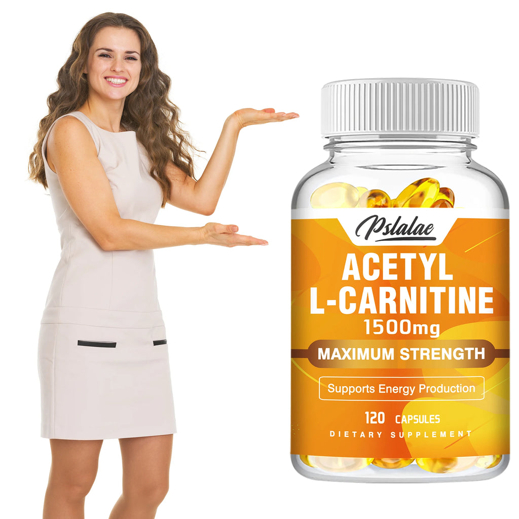Acetyl L-Carnitine Capsules - Supports Memory Focus, Increase Body Performance, Metabolic Energy - 120 Capsules