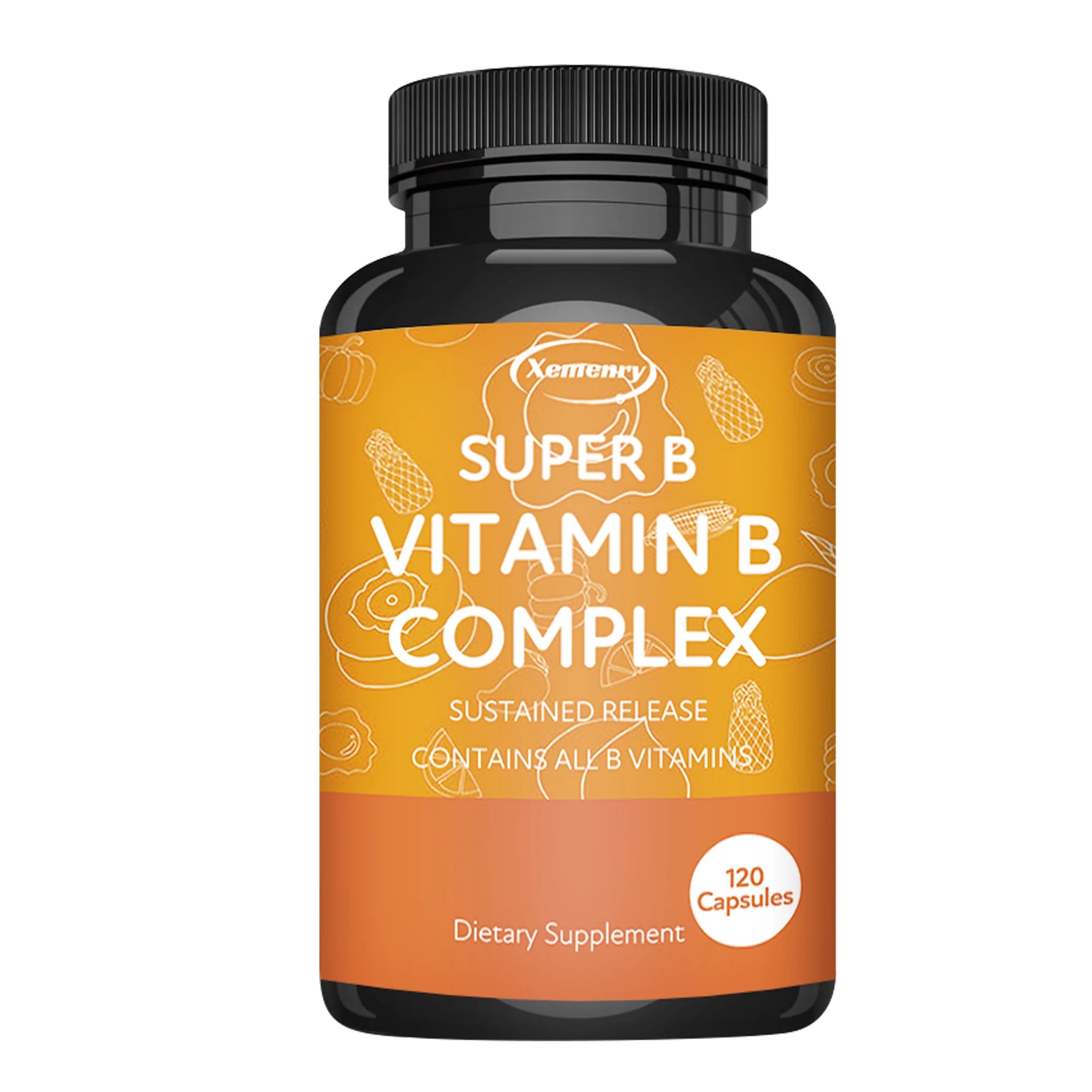 Vitamin B Complex - with Vitamin C, B1, B2, B3, B6, B12 - Energy, Relieve Stress, and Enhance Immunity - 120 Capsules