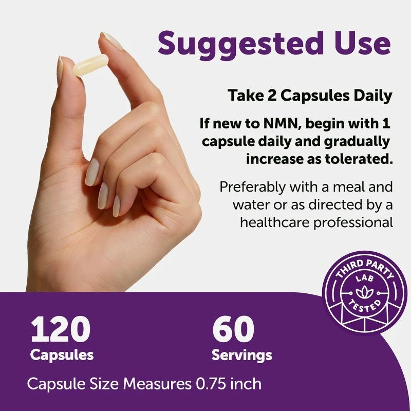 NMN Complex 1000mg Per Serving, 120 Veggie Capsules 10-in-1 Glutathione NAD+ Supplement Precursor