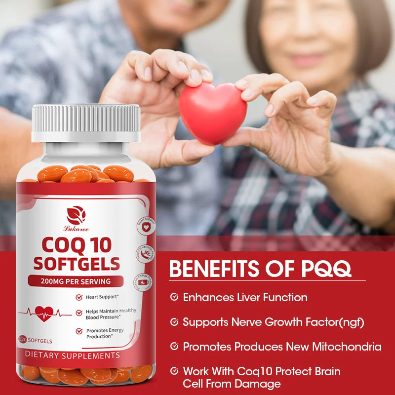 High absorption CoQ10 200MG-CoQ10 supplement 120 pills for heart health &energy production-enhanced CoQ10 nutritional supplement
