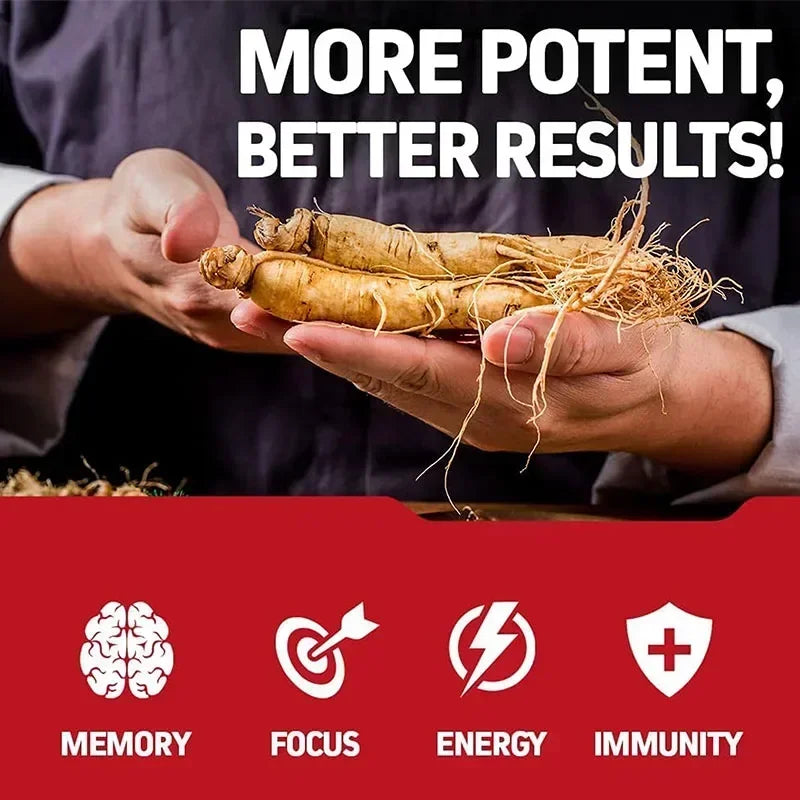 Korean Red Panax Ginseng Supplement - Enhances Endurance,Strength and Mood Balance Strong for Energy, Stamina and Focus - 120pcs
