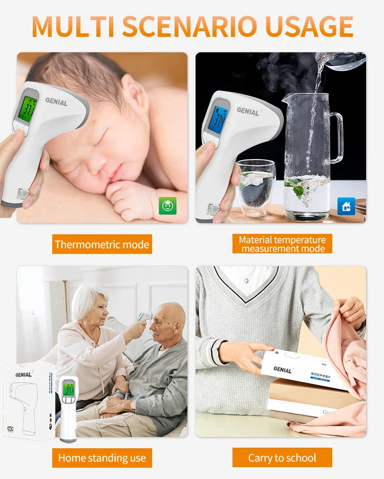 Medical No-Touch Thermometer for Adults and Kids, 1-Second Fast Reading, Color-Coded Fever Alarm, Silent Mode