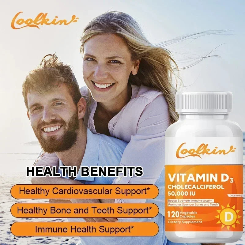 Vitamin D3 50000 IU - Immune Support, Promotes Muscle Health, Bones and Nervous System Health