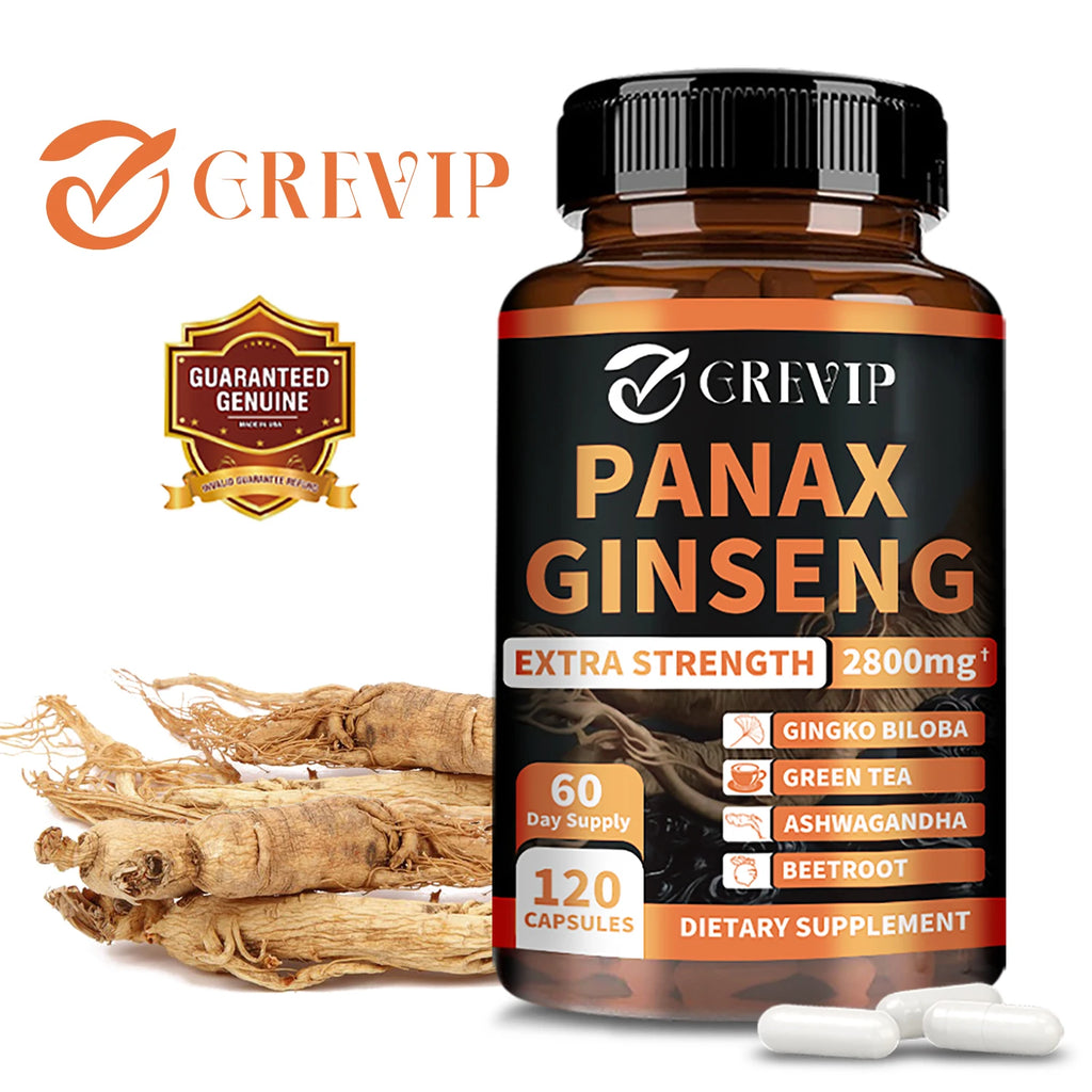 Panax Ginseng Capsules - Enhance Energy Endurance, Improve Memory and Concentration - 120 Capsules