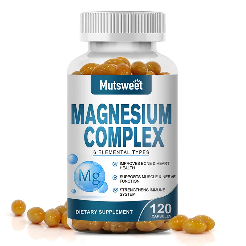 Complex Magnesium Capsule Supplements, Nervous System, Muscle And Bone Support Sleep, Energy, Leg Cramps, Headaches