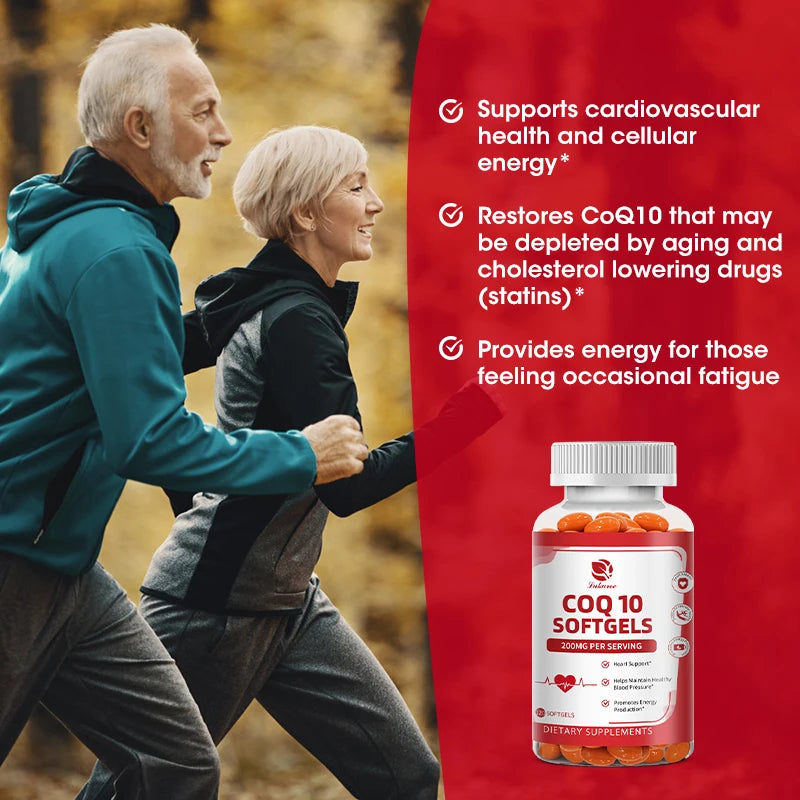 High absorption CoQ10 200MG-CoQ10 supplement 120 pills for heart health &energy production-enhanced CoQ10 nutritional supplement