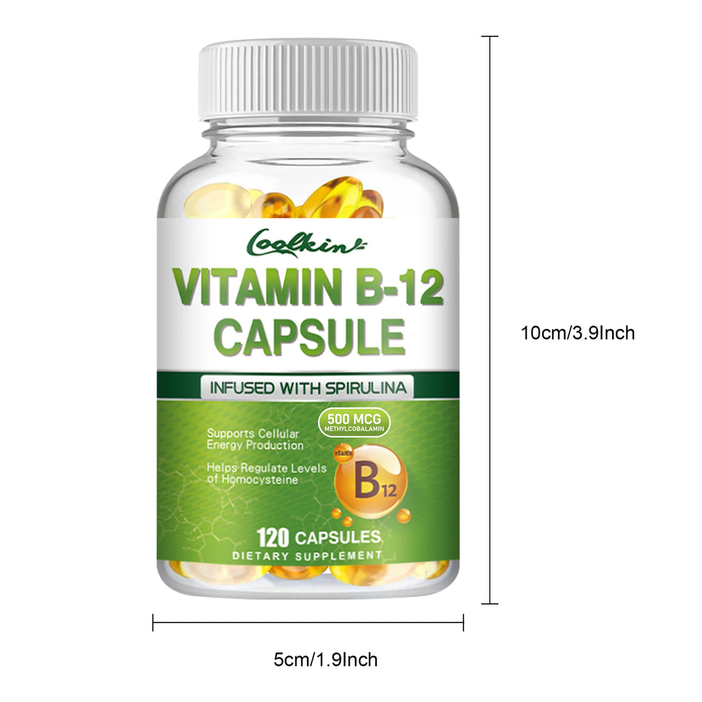 Vitamin B12 - Supports Energy Metabolism and Nervous System, Good for Heart and Brain Health - 120 Capsules