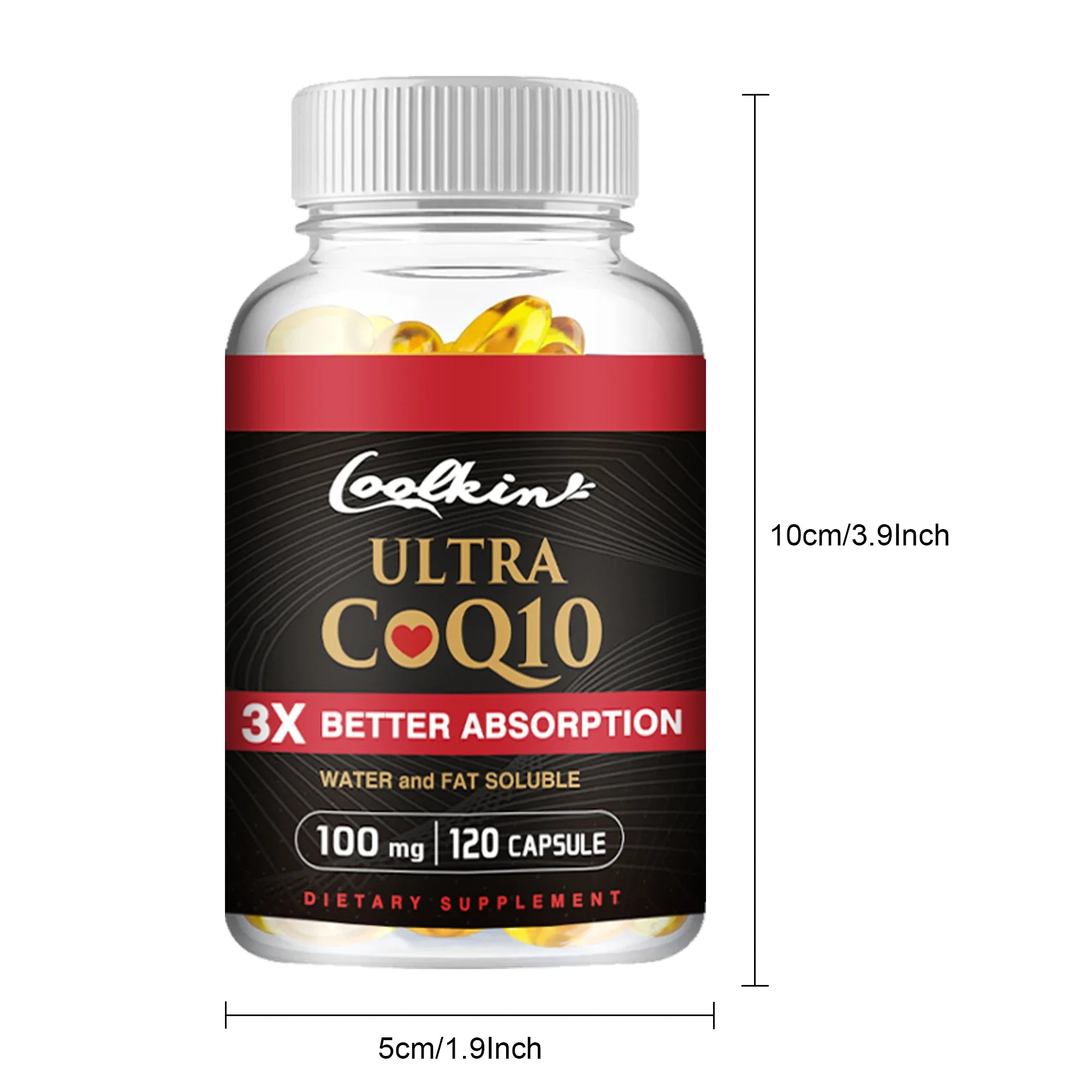 Ultra CoQ10 Supplements - Provides Energy, Supports Heart and Cardiovascular Health, Antioxidant - 120 Capsules