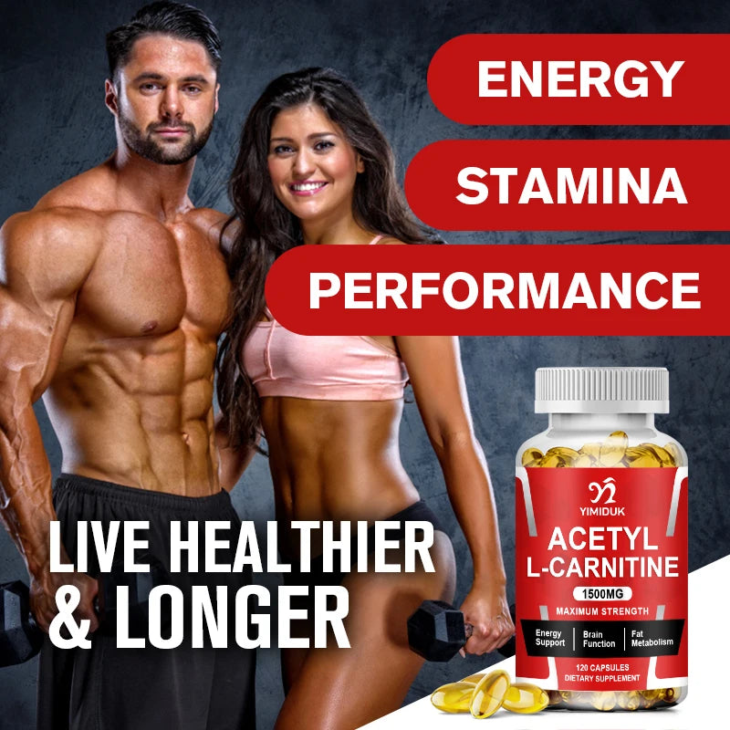 Acetyl L-Carnitine Capsules 1500 mg, Energy Supplement, Memory Supplement – Free Form Amino Acid, Nitric Oxide Support