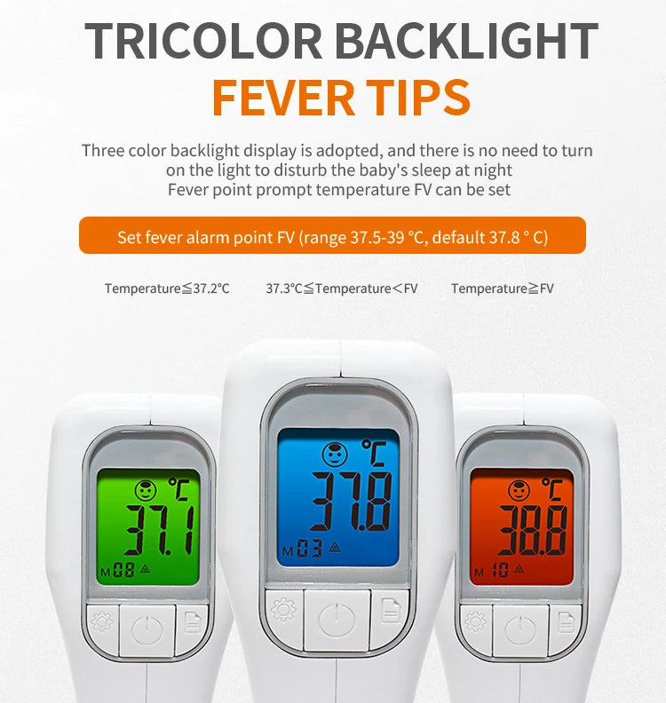 Medical No-Touch Thermometer for Adults and Kids, 1-Second Fast Reading, Color-Coded Fever Alarm, Silent Mode