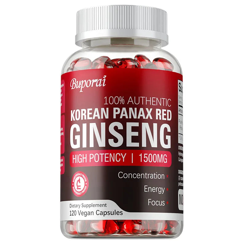 Korean Red Panax Ginseng Supplement - Enhances Endurance,Strength and Mood Balance Strong for Energy, Stamina and Focus - 120pcs