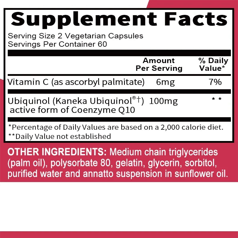 CoQ10 100mg - Fat-soluble, Natural Supplement That Supports Blood Circulation - 120 Capsules