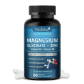 Mulittea 500mg Glycine Magnesium with Zinc,Vitamin D3 B6 Health for Bones and Teeth Health Helps Natural Sleep Relieve stress