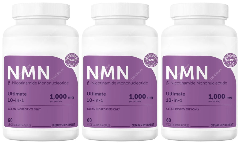 NMN Complex 1000mg Per Serving, 120 Veggie Capsules 10-in-1 Glutathione NAD+ Supplement Precursor