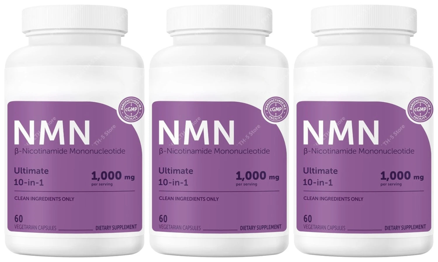 NMN Complex 1000mg Per Serving, 120 Veggie Capsules 10-in-1 Glutathione NAD+ Supplement Precursor