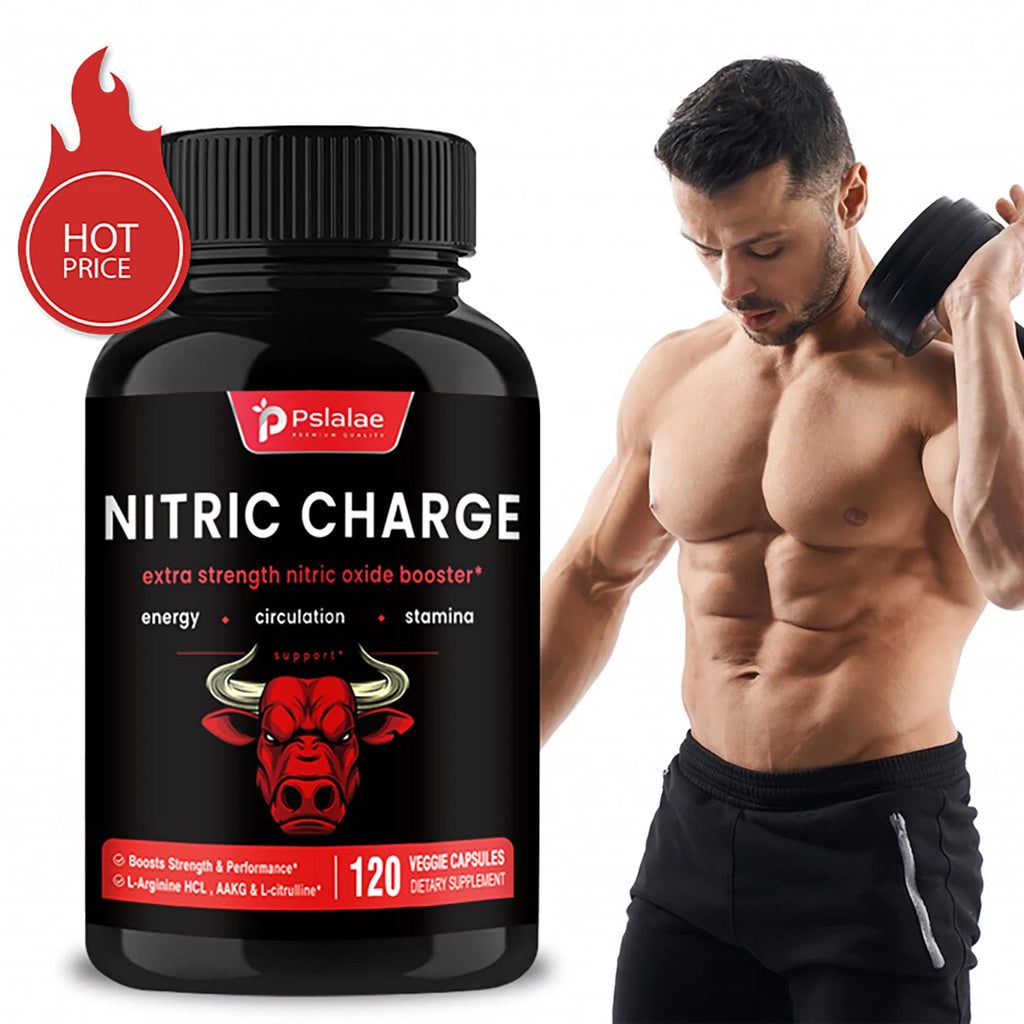 Nitric Charge - with L-Arginine, L-Citrulline - Improve Endurance, Muscle Mass, and Athletic Performance - 120 Capsules