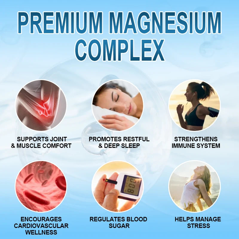 Complex Magnesium Capsule Supplements, Nervous System, Muscle And Bone Support Sleep, Energy, Leg Cramps, Headaches