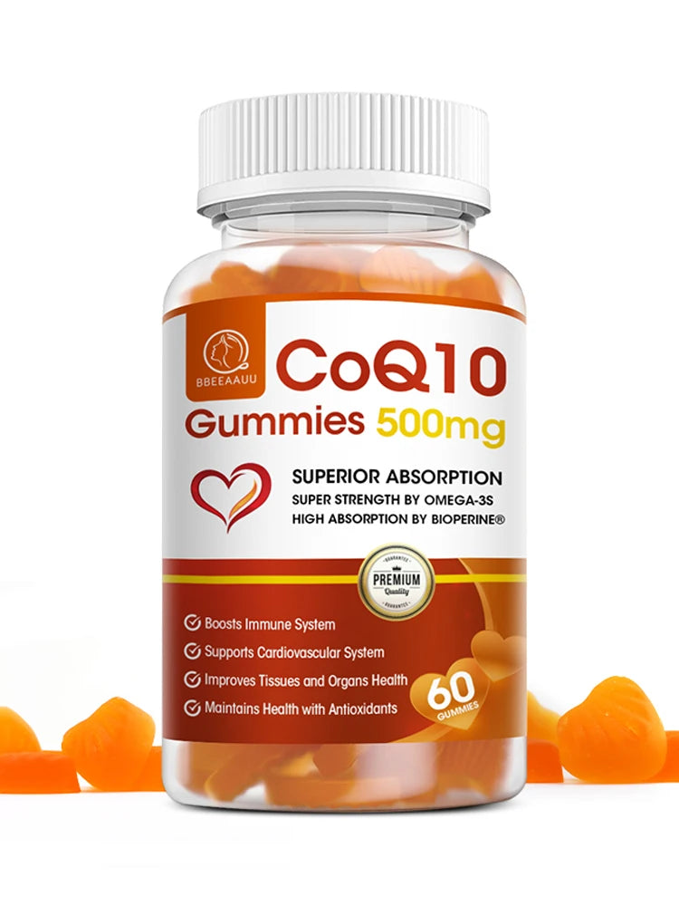 BBEEAAUU 500mg Coenzyme Q10 (CoQ10) Gummies Heart Health, Antioxidant Support - Non GMO