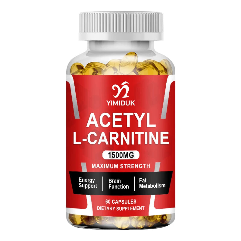 Acetyl L-Carnitine Capsules 1500 mg, Energy Supplement, Memory Supplement – Free Form Amino Acid, Nitric Oxide Support