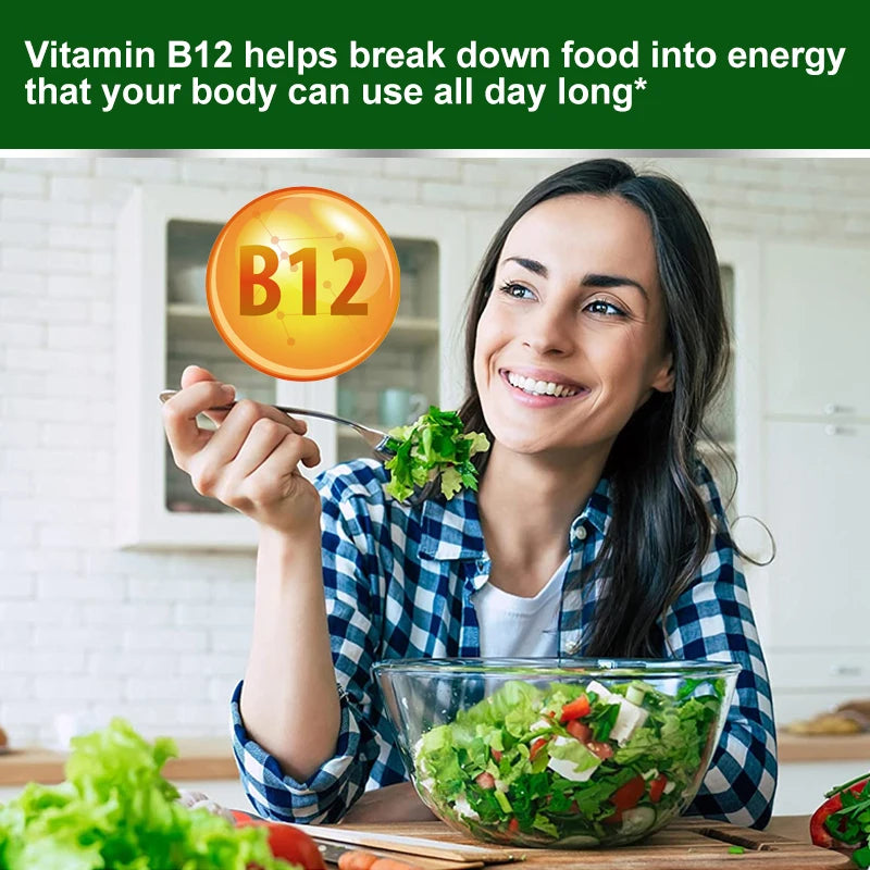 BEWORTHS 1000mcg Organic Vitamin B12 Capsules Support Cellular Energy Production, Brain and  Nervous System Health 120PCS