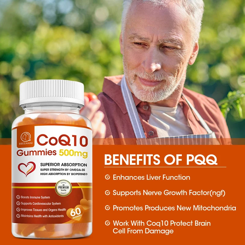 BBEEAAUU 500mg Coenzyme Q10 (CoQ10) Gummies Heart Health, Antioxidant Support - Non GMO