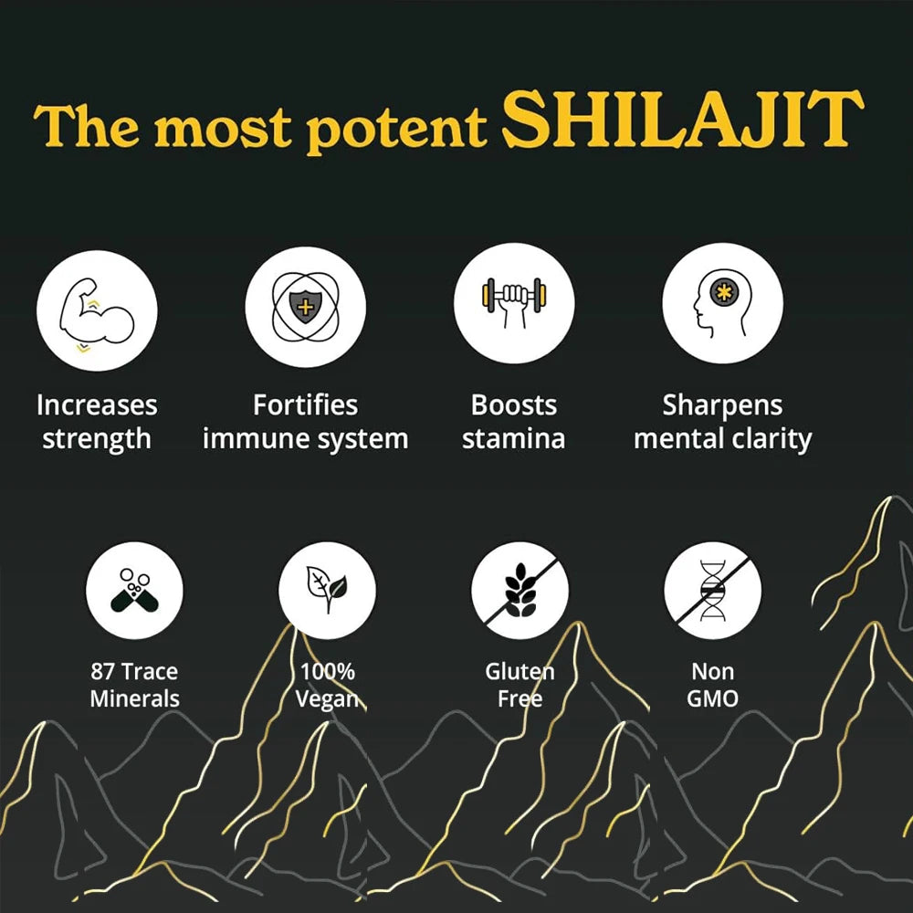 Himalayan Shilajit Resin High Potency Shilajit Supplement for Energy Boost & Immune Support, 85+ Trace Minerals, 60 Servings