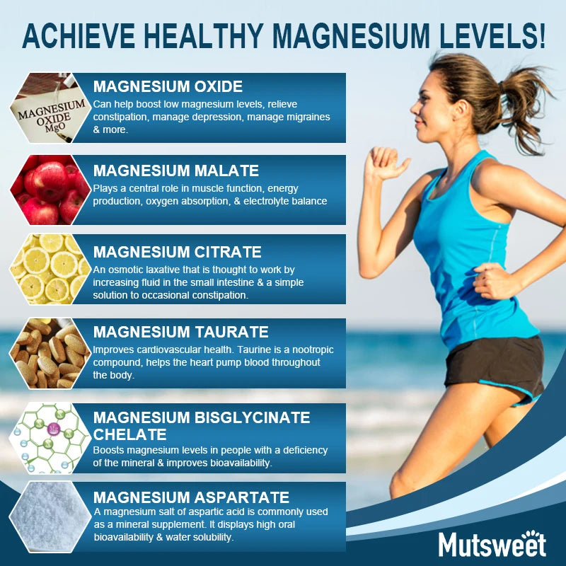 Complex Magnesium Capsule Supplements, Nervous System, Muscle And Bone Support Sleep, Energy, Leg Cramps, Headaches