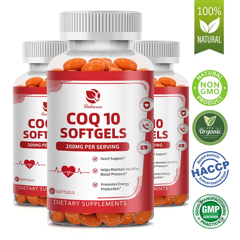 High absorption CoQ10 200MG-CoQ10 supplement 120 pills for heart health &energy production-enhanced CoQ10 nutritional supplement