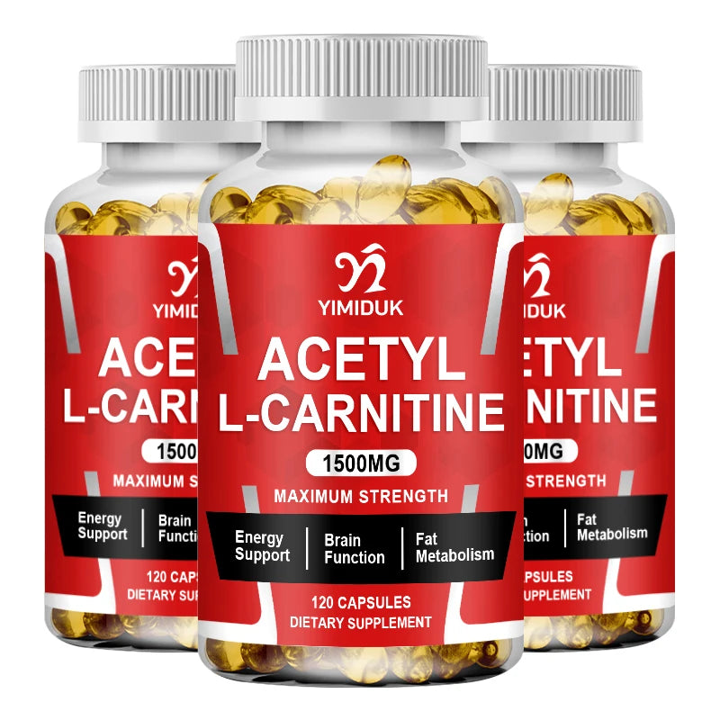 Acetyl L-Carnitine Capsules 1500 mg, Energy Supplement, Memory Supplement – Free Form Amino Acid, Nitric Oxide Support