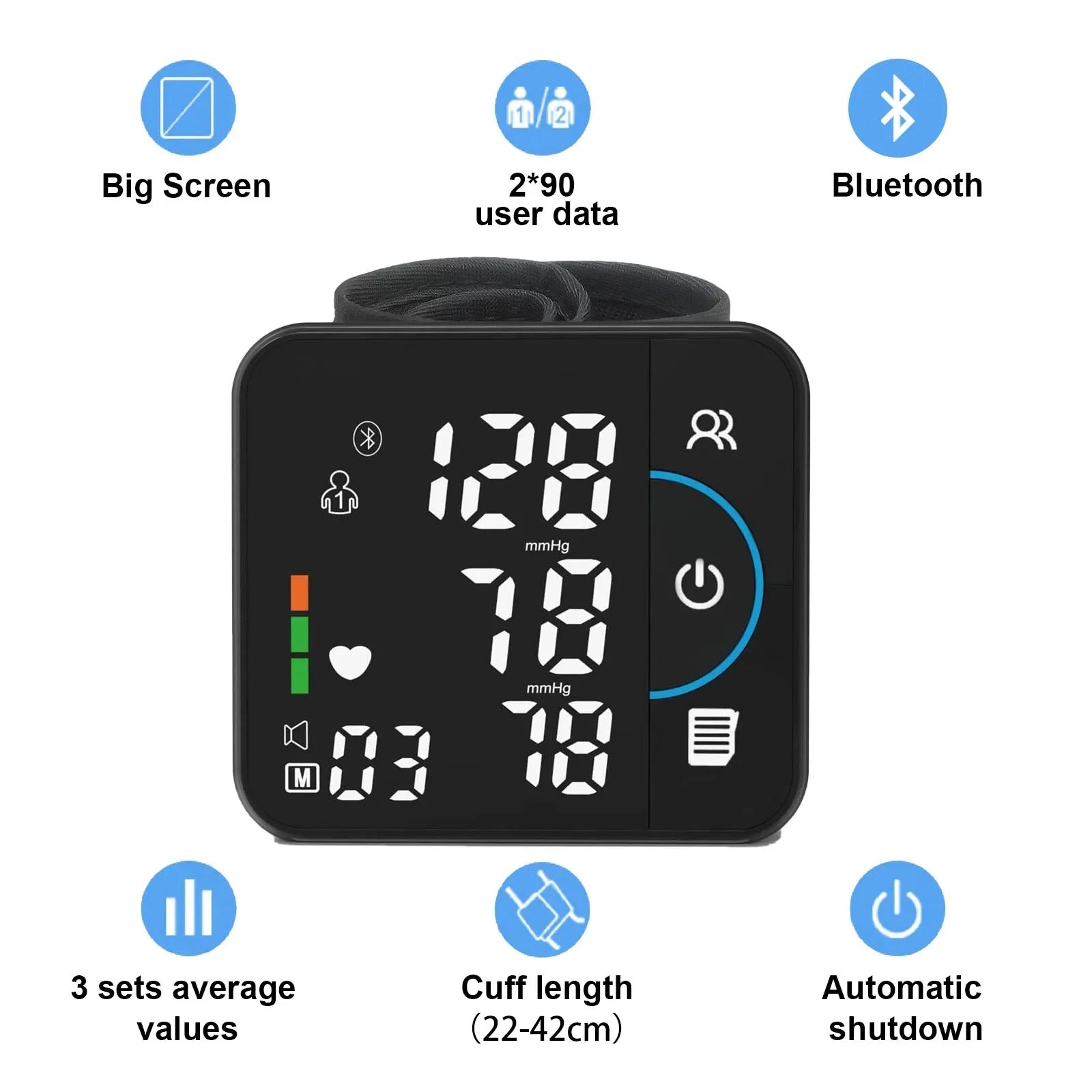 Portable Wrist Blood Pressure Monitor for Intelligent and Precise Measurement Monitoring Blood Pressure and Health at Any Time