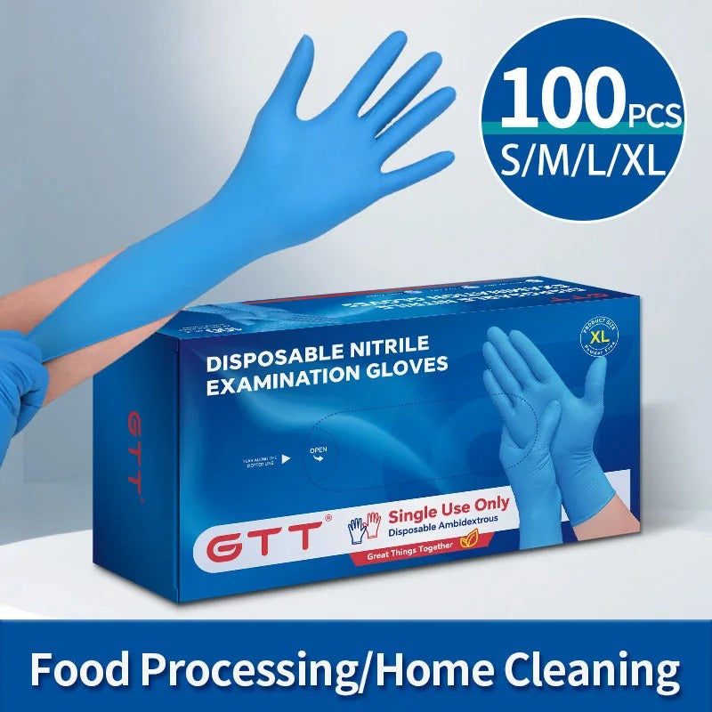 100pcs Disposable Nitrile Gloves - Medical Exam, Lab, and Industrial Use