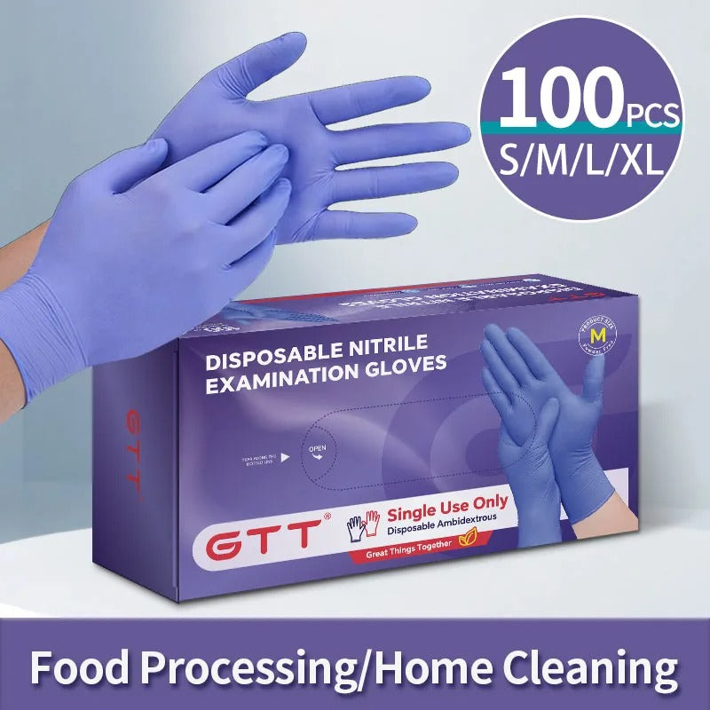 100pcs Disposable Nitrile Gloves - Medical Exam, Lab, and Industrial Use